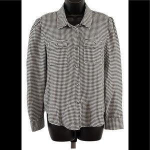 Zara Houndstooth print long sleeve buttons down shirt size M